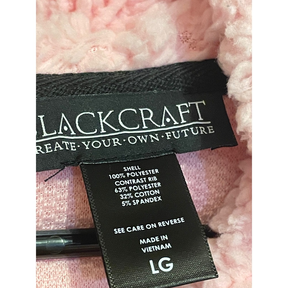 BlackCraft Cult Pink Sherpa Hoodie Believe In Yourself Baphomet Cropped LG NEW - Picture 5 of 6